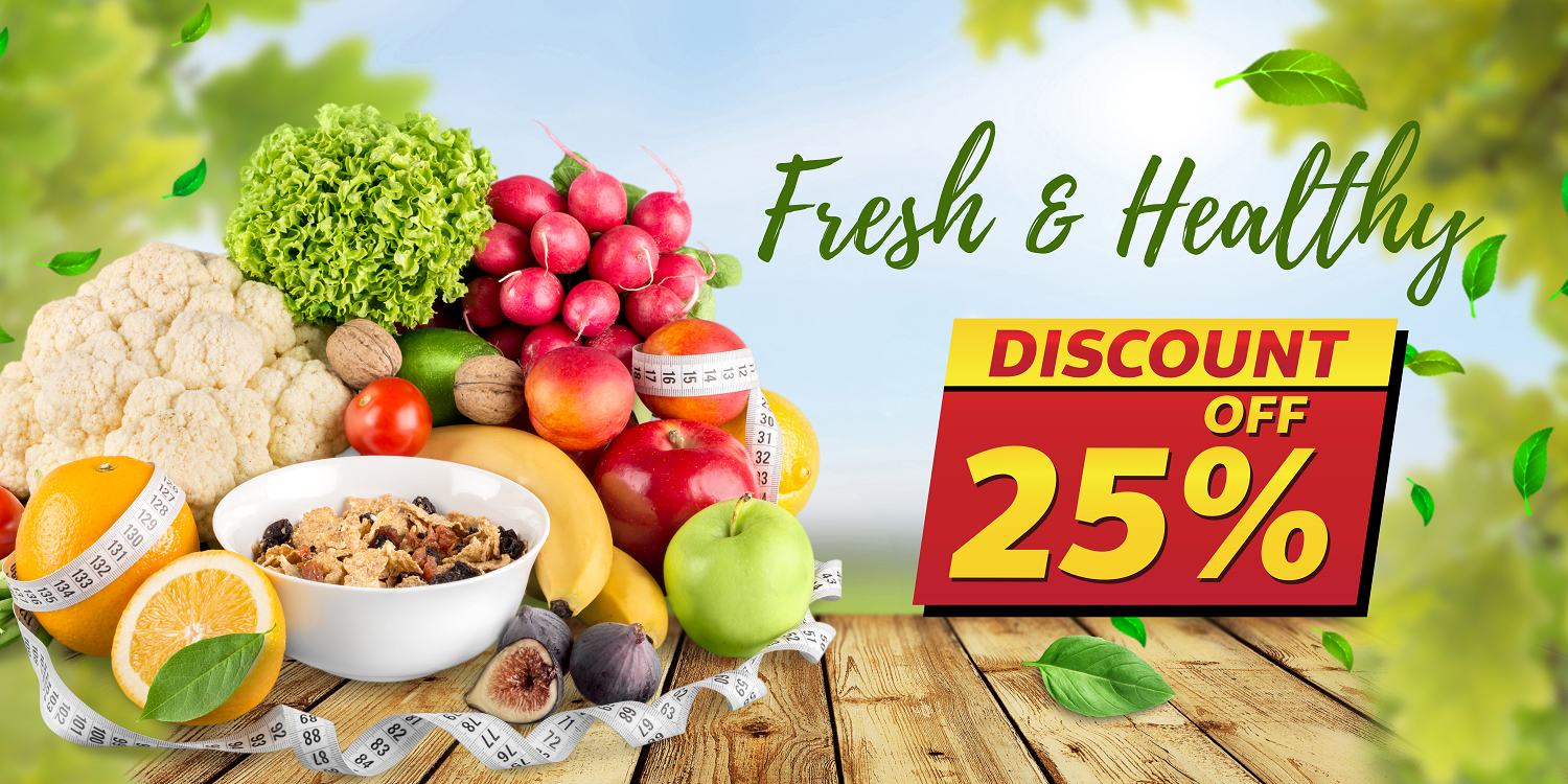 Green Creative Vegetable Fruit Sale Promotion Banner